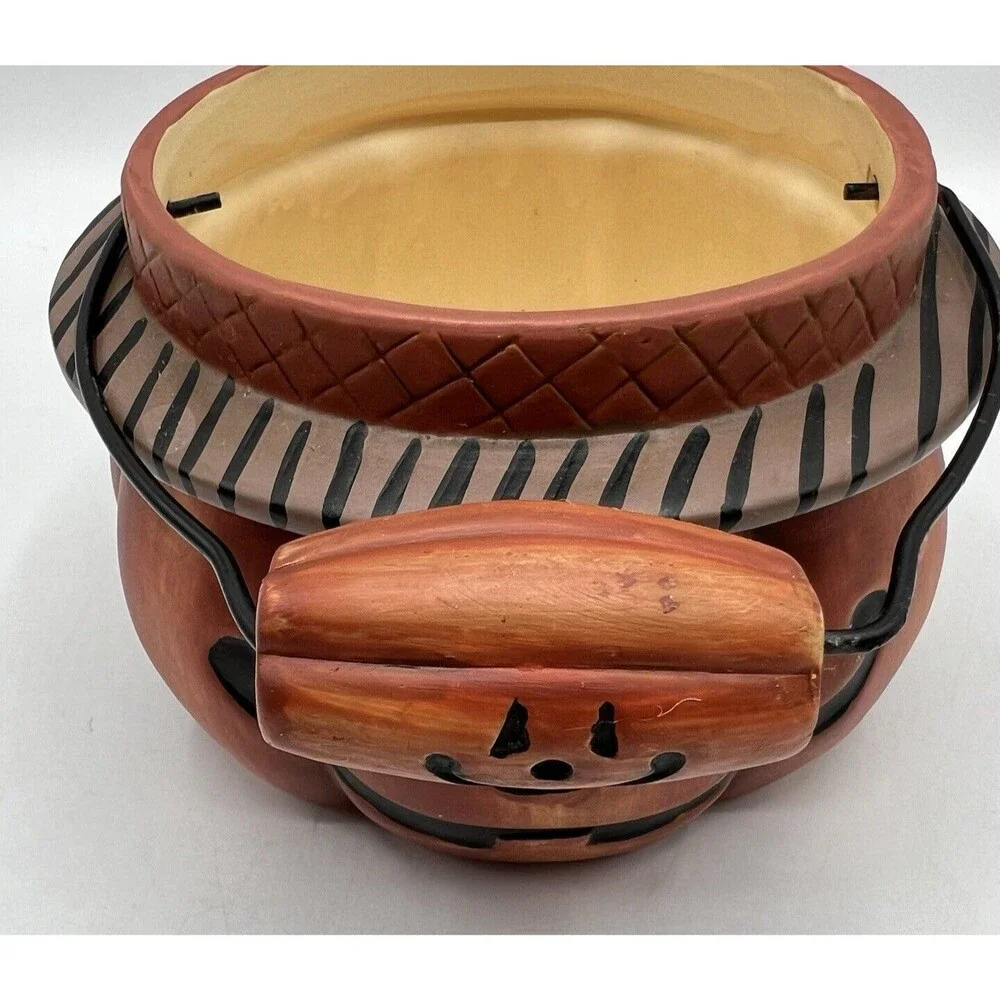Crazy Mountain Pumpkin Bucket Ceramic Halloween 6.5